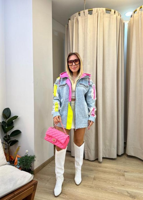 Neon Renkler Tasarım Denim Ceket