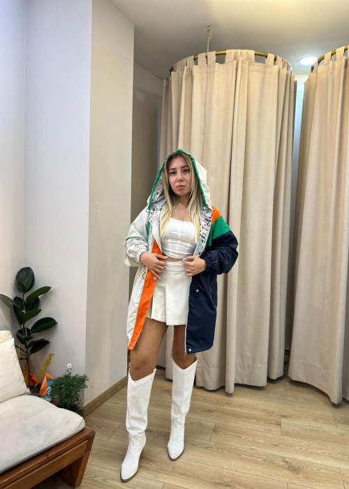 Lacivert Tasarım Kapüşonlu Rüzgarlık Mont