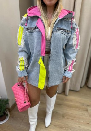 Neon Renkler Tasarım Denim Ceket