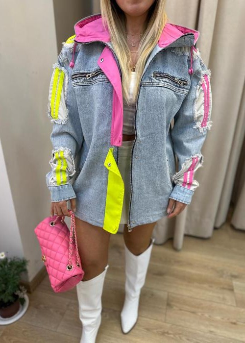Neon Renkler Tasarım Denim Ceket