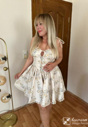 Bej Çıtır Desen Korse Görünümlü Mini Elbise