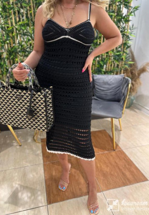 Nsn Siyah Astarlı Örme Elbise