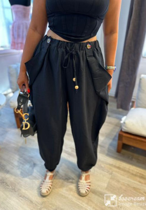 Siyah İnce Şalvar Pantolon 