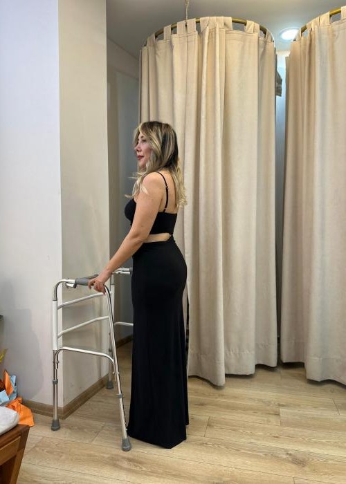 London Maksi Yırtmaçlı Elbise Siyah