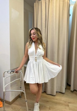 Beyaz Sagaza Model Elbise