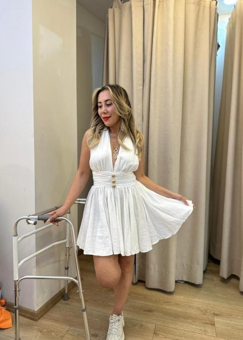 Beyaz Sagaza Model Elbise