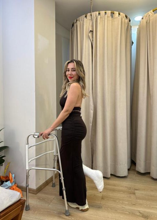 Kiki Midi Yırtmaçlı Elbise Kahverengi
