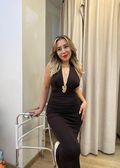 Kiki Midi Yırtmaçlı Elbise Kahverengi