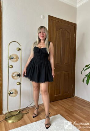 Black Dantel Detay Mini Elbise