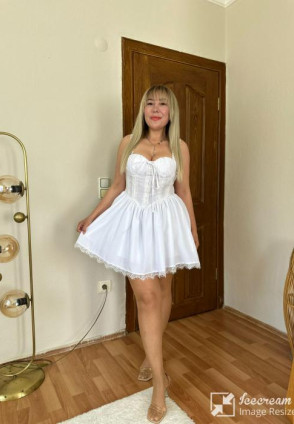 Beyaz Dantel Detay Mini Elbise