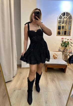 Siyah Fisto Etek Büstiyer Takım