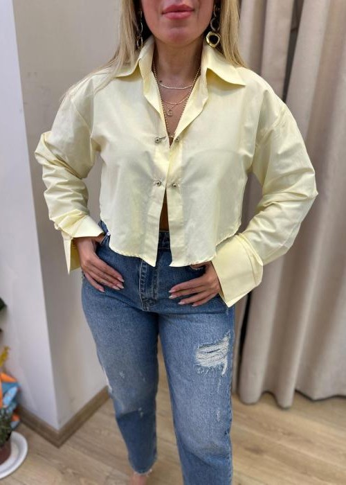 Sarı Piercing Detaylı Tasarım Gömlek