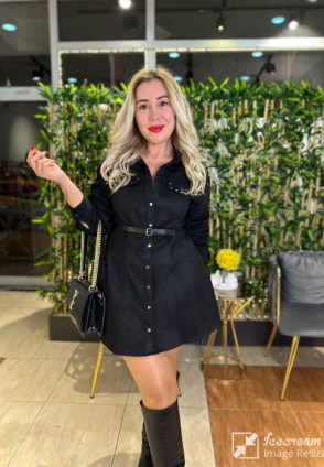 Siyah Süet Zımbalı Elbise