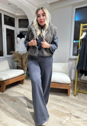 Kapüşonlu Kısa Teddy Yelek 