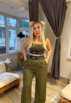 Qz Bel Detaylı Kumaş Pantolon Haki