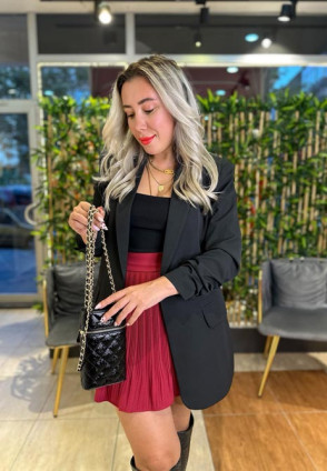 Siyah Kol Büzgülü Ceket