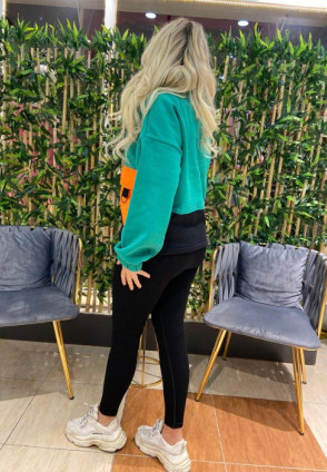 Yeşil Yarım Fermuar Sweatshirt