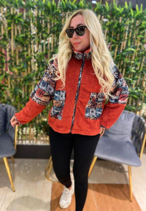 Kiremit Polarlı Fermuarlı Sweatshirt