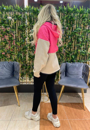 Vizon Fuşya Kapüşonlu Sweatshirt