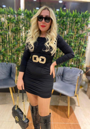 Vendy Siyah Drapeli Elbise