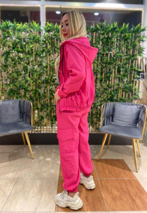 Fuşya Kapüşonlu Takım