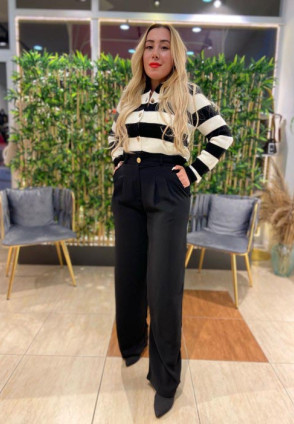 Yüksek Bel Palazzo Pantolon Black