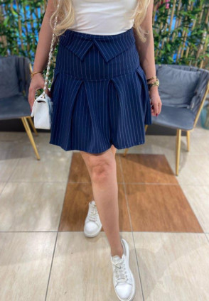 Lacivert Çizgili Etek