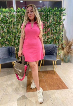 Pink Polo Yaka Elbise