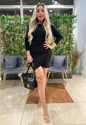 C Rose Siyah Mini Elbise