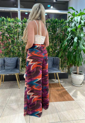 Şifon Çok Renkli Palazzo Pantolon