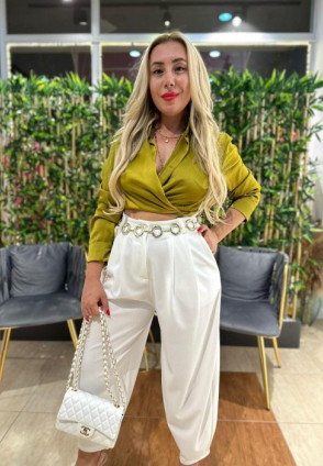 Beyaz Şalvar Model Pantolon