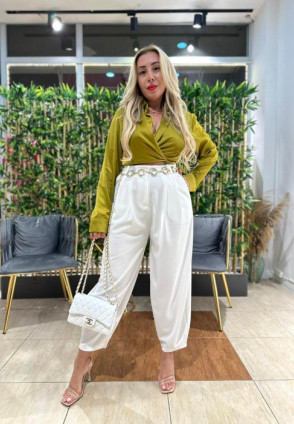 Beyaz Şalvar Model Pantolon