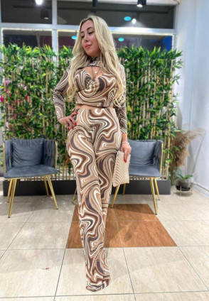 Orjinal Pantolonlu Takım Kahve