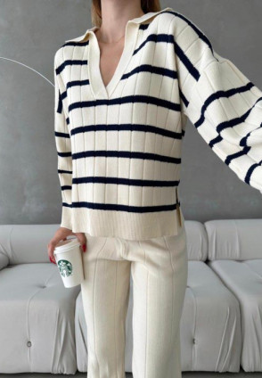 Çizgili Triko Takım