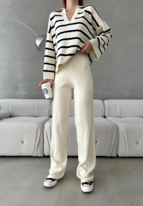 Çizgili Triko Takım