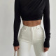 Siyah Sırt Drapeli Crop Bluz