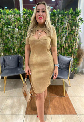 Vizon Kalp Yaka Triko Elbise