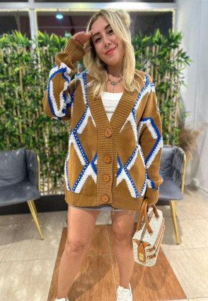 Kahve İnci Detay Hırka