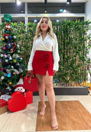 Saten Kruvaze Ekru Bluz