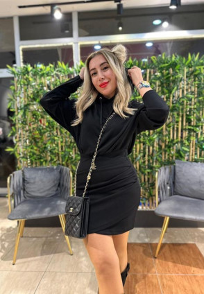 Modal Kumaş Siyah Sweat Elbise