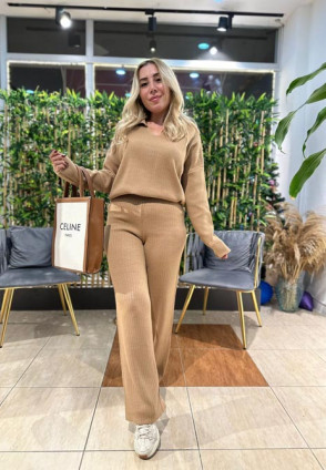 Açık Kahve Triko Takım