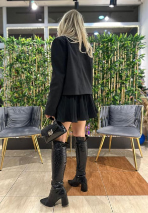 Kaşe Siyah Gold Düğme Ceket