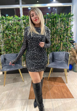 Siyah Varaklı Mini Elbise