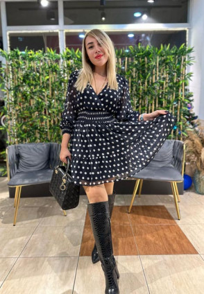 Siyah Puantiyelİ Mini Elbise