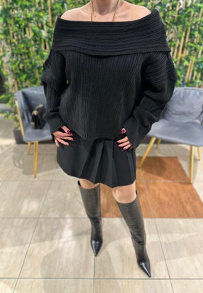 Krl Siyah Pilili Mini Etek