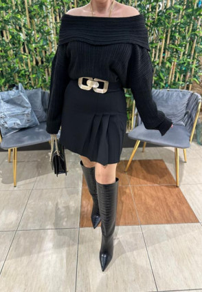 Krl Siyah Pilili Mini Etek