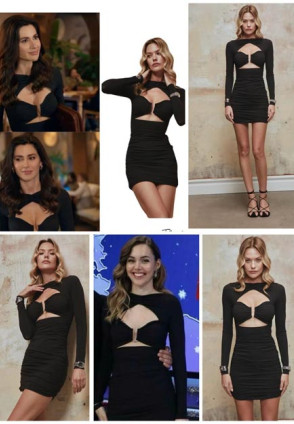 Siyah Buzi Kumaş Elbise