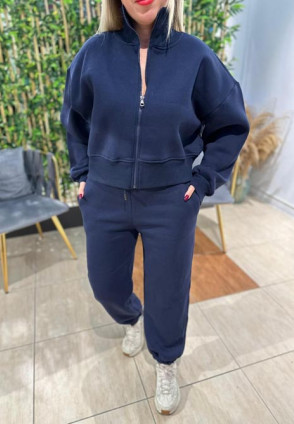 Polarlı Lacivert Fermuarlı Eşofman Takımı