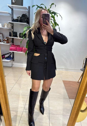 Siyah Tasarım Ceket Elbise