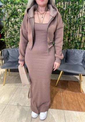 Kahve Sweat Elbise Takım